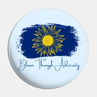 Bloom Through Adversity - Yellow Sunflower/Blue Paint Streak Pin