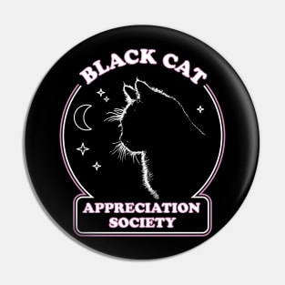 Black Cat Appreciation Society - Retro Witch Halloween Costume Pin