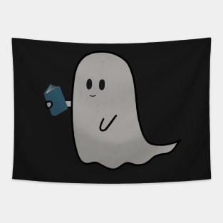 bookish little ghost reading a book - cute halloween Tapestry