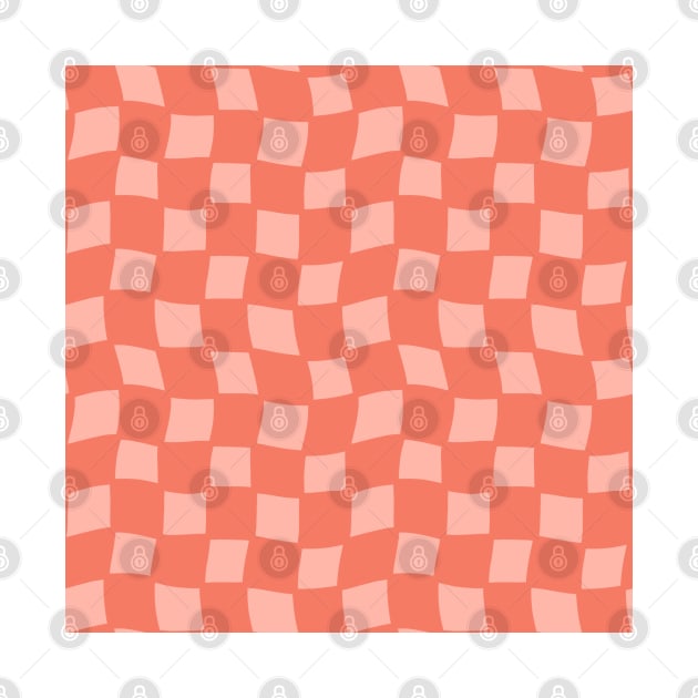 Abstract Checker Board - coral and peach by JuneNostalgia