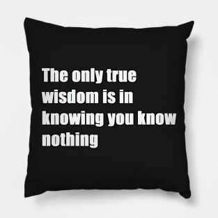 The only true wisdom is in knowing you know nothing Pillow