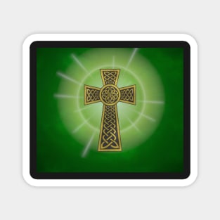 Celtic Cross on a Field of Green Magnet