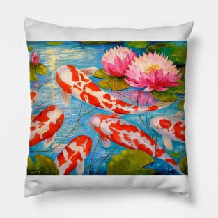 Koi fish in the pond Pillow