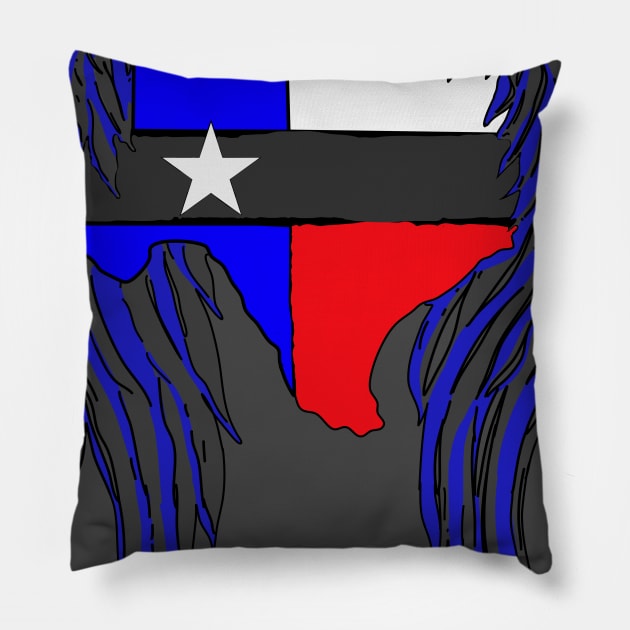 Texas Thin Grey Line Pillow by FantasticSuperDay