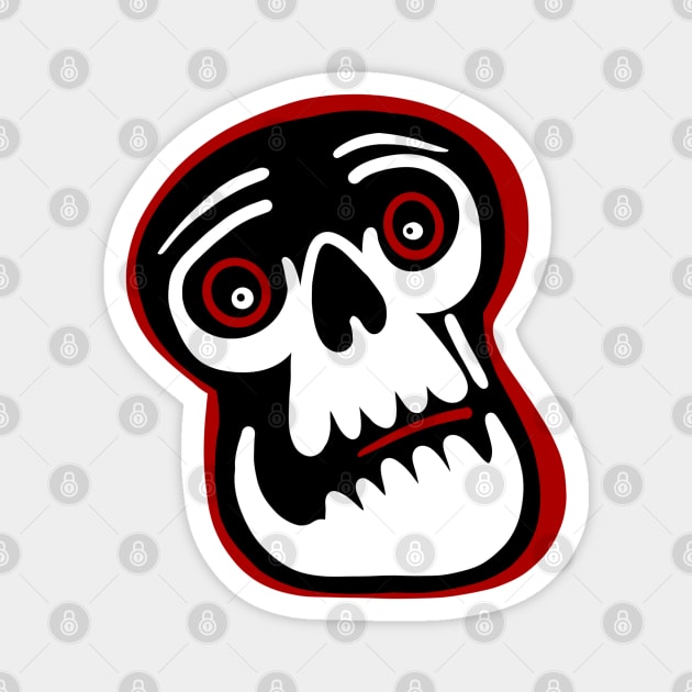 Cartoon skull with red highlights Magnet by DaveDanchuk