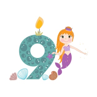 Cute little mermaid nine birthday T-Shirt