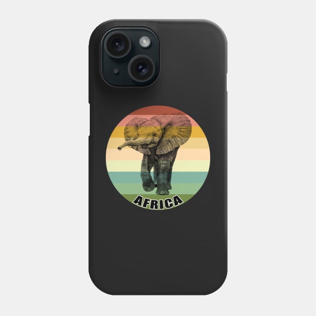 Cute Baby Elephant on Vintage Retro Africa Sunset Phone Case by scotch