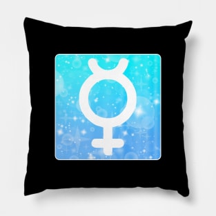 Mercury Planet Symbol Square Monogram Pillow