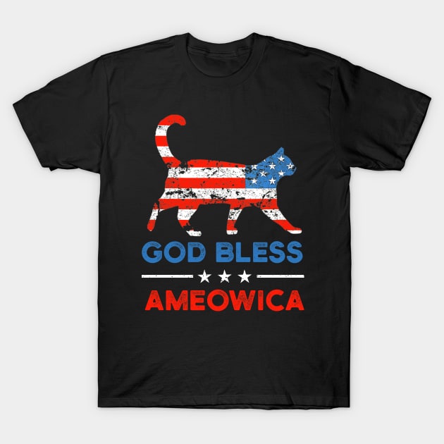 God Bless America Cat American Flag 4th Of July Cats USA T-Shirt God Bless America Cat American Flag 4th Of July Cats USA T-Shirt