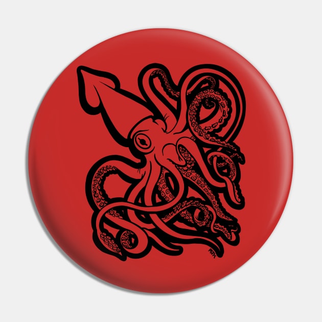 Giant Squid Architeuthis Black Outline Pin by RJKpoyp