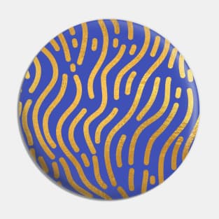 Indigo Blue Gold colored abstract lines pattern Pin