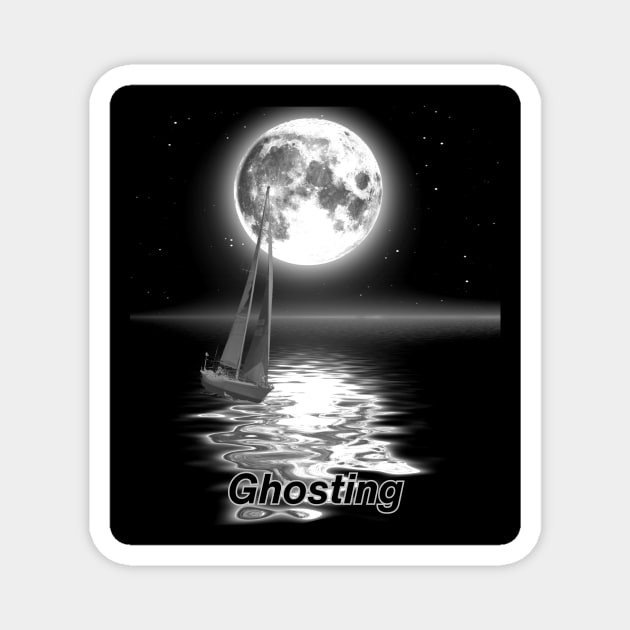 Sailing - Ghosting Along On A Sailboat At Night Magnet by SwishMarine