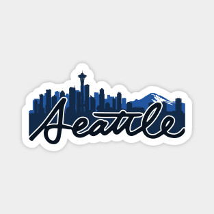 Seattle Skyline Cursive Magnet