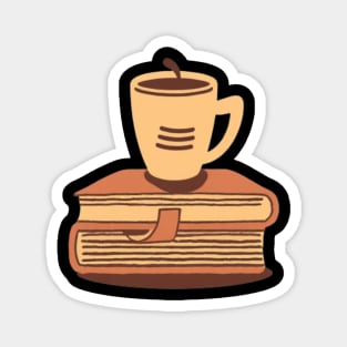 Retro Cafe Books and Coffee Magnet