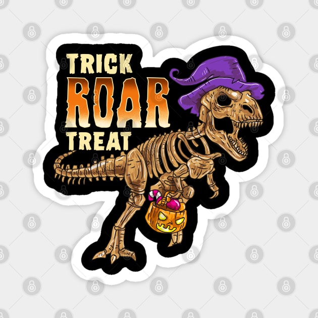 Trick Roar Treat Halloween Funny T-Rex Dinosaur Magnet by creative