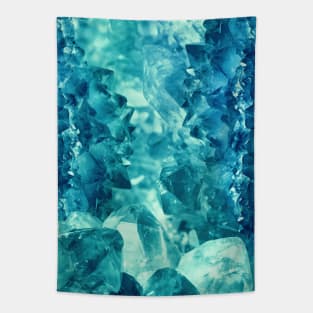 Beautiful blue-teal quartz crystal cluster Tapestry