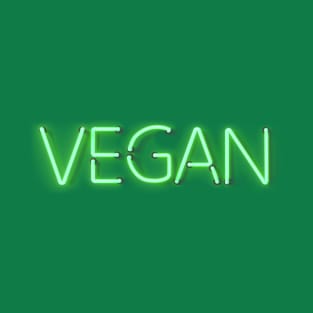 VEGAN in glowing green plant based Neon sign T-Shirt