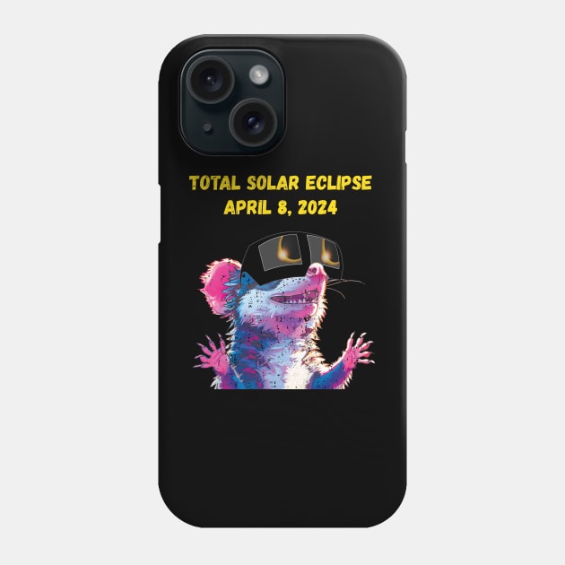 Total Solar Eclipse 2024 Grunge Possum Phone Case by Rocky Ro Designs