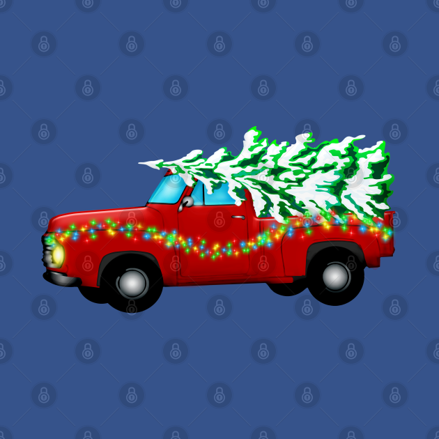 Merry Christmas Tree On Truck Coming - Christmas - Kołek | TeePublic PL