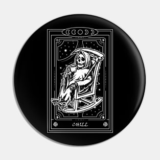 Grim Reaper Tarot Card Skeleton with Coffee Pin