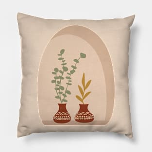 Potteries And Leaves On The Window Pillow