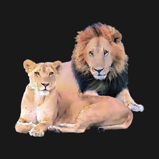 Pair of Lions as drawing - Africa T-Shirt