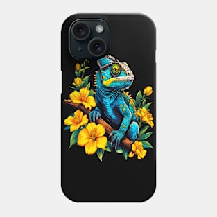 Chameleon Surrounded by Vibrant Spring Flowers Phone Case