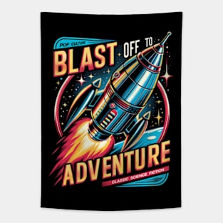 Blast off to Adventure - Retro Tapestry