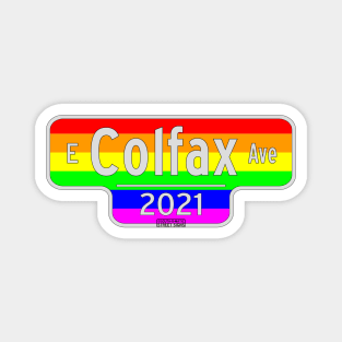 LGTBQ Pride Month - Denver, Colorado Colfax Street Sign - Rainbow Magnet