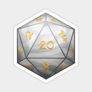 D20 Dice White Magnet