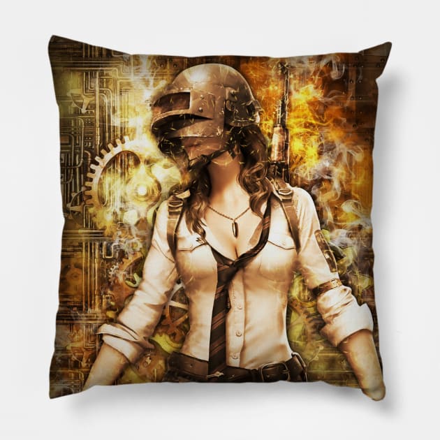 Pubg girl steampunk Pillow by Durro