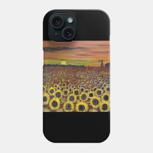 In the Sunflower Field at Sunset Phone Case