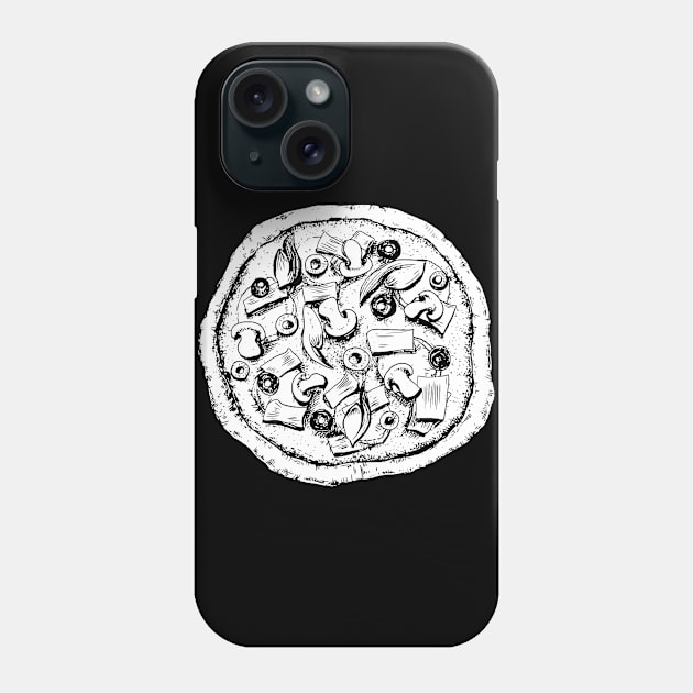 Detailed Drawing of Pizza Pie Phone Case by InkyArt