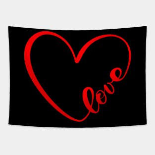 RED Love Heart Shape Tapestry