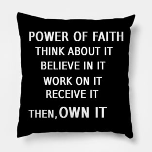 Power of Faith Illustration on Black Background Pillow