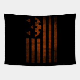 Distressed Pumpkin American Flag Halloween Tapestry