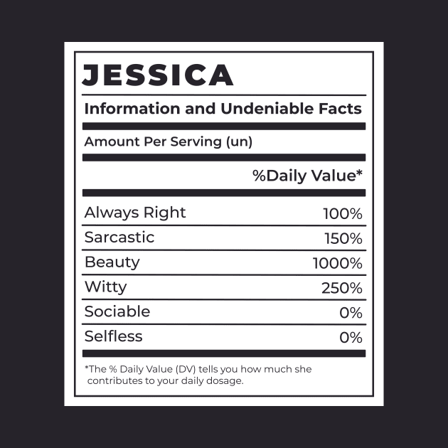 Funny Food Label Female Ingredients JESSICA by SLAG_Creative