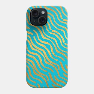 Cyan Gold colored abstract lines pattern Phone Case