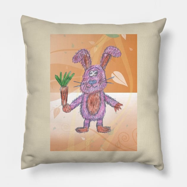 Hare with Carrot Pillow by Mila-Ola_Art