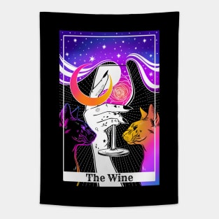 Tarot card The Wine. Rainbow holographic colors Tapestry