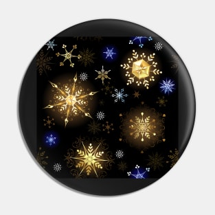 Seamless with Golden Snowflakes Pin