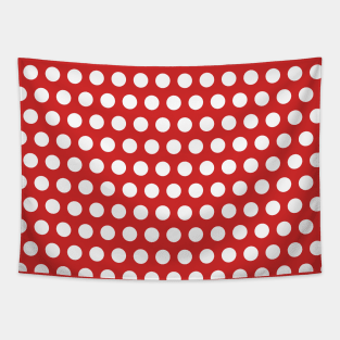 White polka dot on red background Tapestry