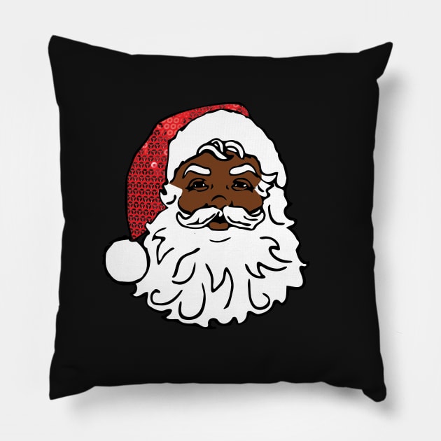 black santa claus christmas Pillow by gossiprag