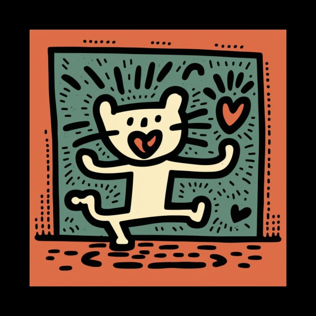 Funny Keith Haring, cat lover by Art ucef