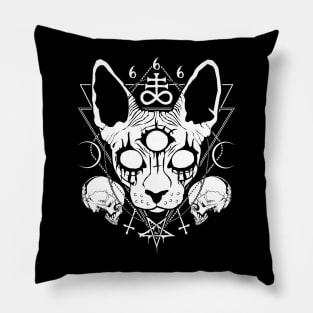 Very satanic black metal sphynx cat Pillow