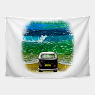 Beach Camper (Black) Tapestry