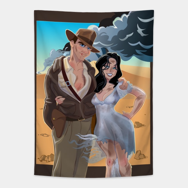 Indiana Jones and Marion Ark Searching Tapestry by Dan Almanzar / Wonka1701