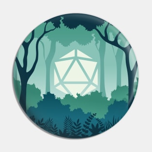 Deep Jungle Polyhedral D20 Dice Sun Forest RPG Landscape Pin