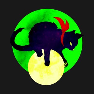 A Shadow in the Moon Cat Illustration T-Shirt