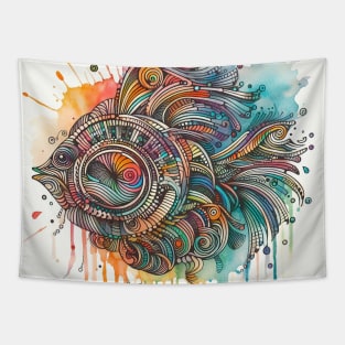 Psychedelic looking abstract illustration of  fish Tapestry